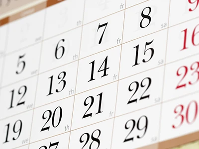 Calendar up close Calendar up close